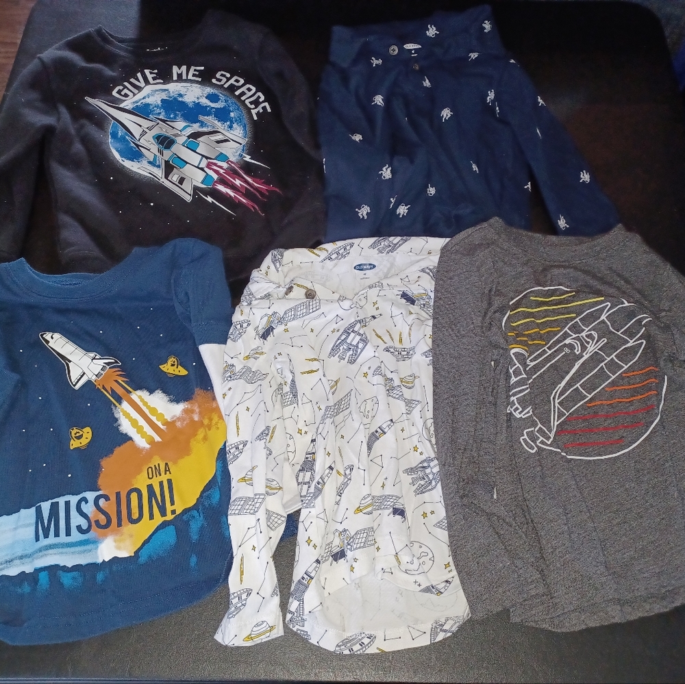 Lot of 5 Space Themed Boy Shirts. All Size 4T